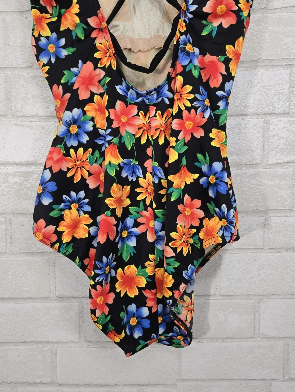 vintage floral one-piece swimsuit